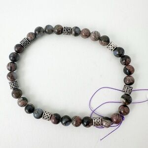 NWT Genuine Jasper & Metallic Beads Bracelet Men's Brown Silver